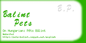 balint pets business card