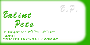 balint pets business card